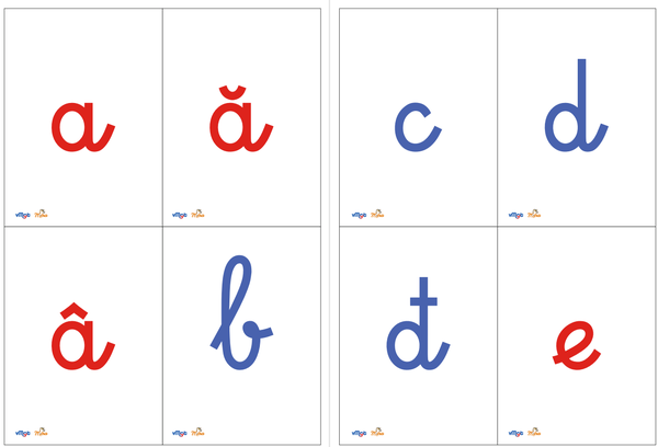 Thẻ chữ cái Tiếng Việt viết thường