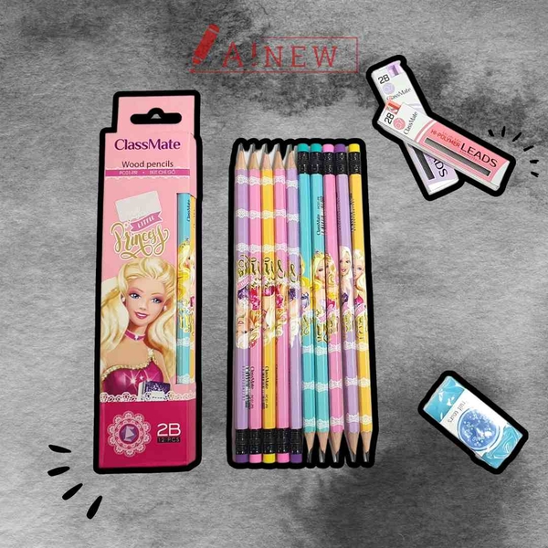 Hộp bút chì gỗ 2B hình búp bê Barbie PC01-PR