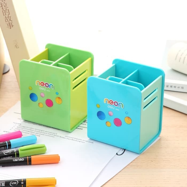 Hộp cắm bút nhựa 4 ngăn / Neon Deli H851