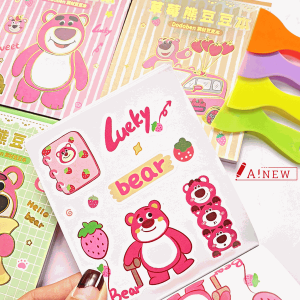 SỔ STICKER GẤU DÂU 24 TRANG / GẤU DÂU / TẶNG KÈM DỤNG CỤ DÁN STICKER / MÃ SỐ 346660