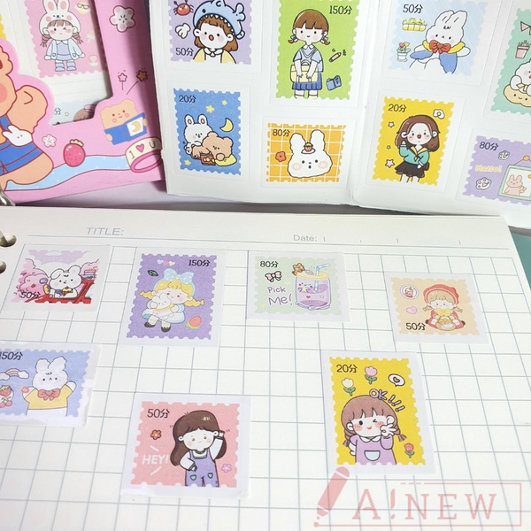 Sticker tem/ Tem dán có hình dễ thương / 72 hình tem dán