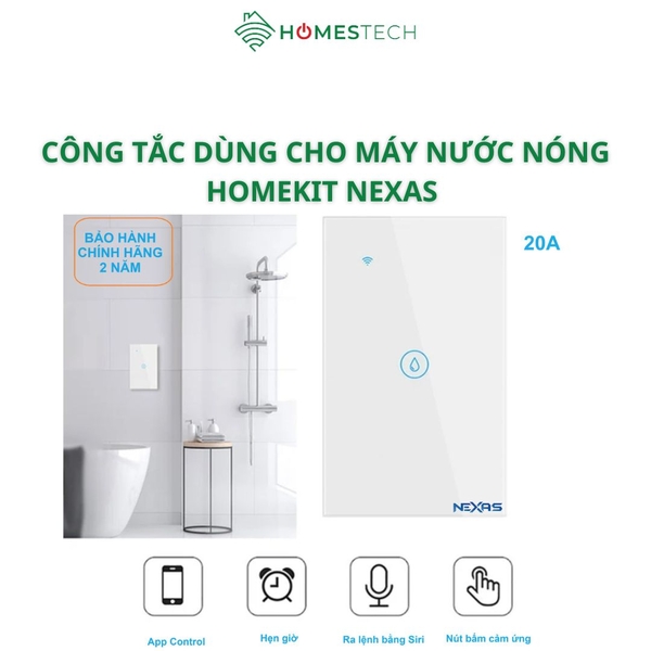 Công Tắc Thông Minh Công Suất Cao Homekit NEXAS Dùng Cho Máy Nước Nóng