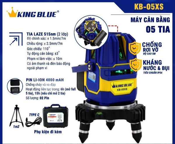 Máy cân bằng laze 5tia  kingblue KB-05XS