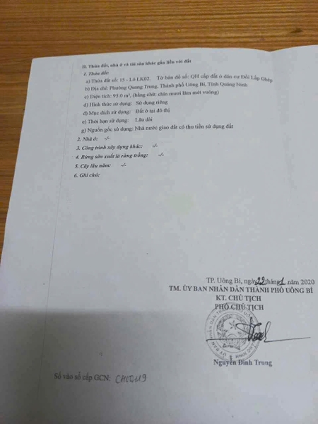 A526 - ô12.lk2 - Quy hoạch đồi đỉnh viên - khu 2 - Quang Trung - Uông Bí