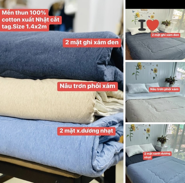 [Có sẵn] [Ảnh thật] [FreeShip] SIÊU PHẨM MỀN COTTON MỎNG MÙA HÈ XUẤT NHẬT DƯ 1.4X2M