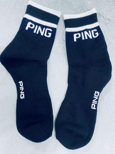 Tất (Vớ) Ping màu đen phối kẻ trắng cổ trung
