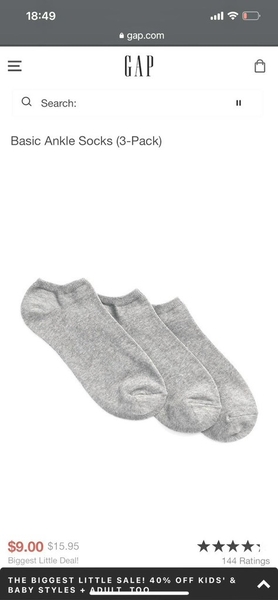 Set 3 đôi tất Gap mùa hè free size 37-42