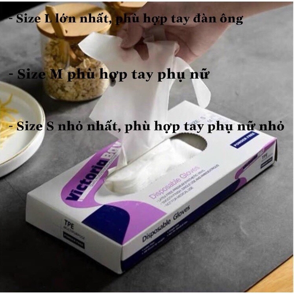 [Ảnh thật] [FreeShip] [Có sẵn] Hộp 100 găng tay TPE nấu ăn siêu dai Victoria Bay