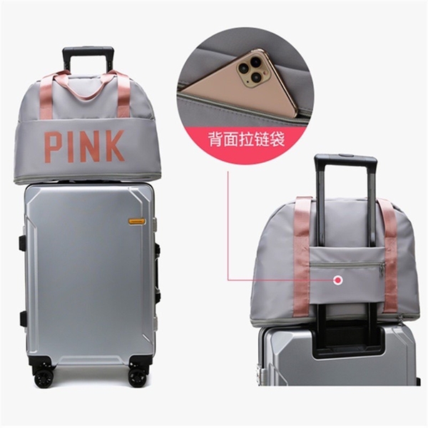 [FreeShip] [Có sẵn] TÚI DU LỊCH VẢI DÙ CHỐNG THẤM SIZE LỚN PINK SIÊU ĐẸP