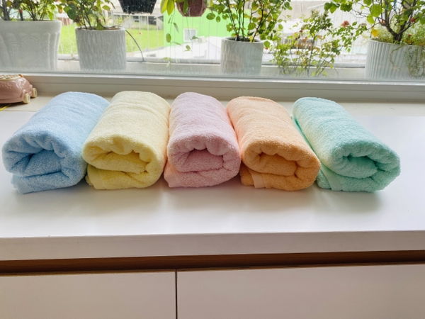 Khăn tắm sợi không se Phong Phú, set 5 (50x100cmx190gr)