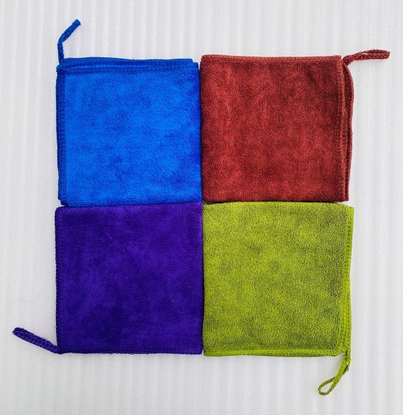 Khăn lau đa năng (microfiber), set 4 màu, (30x30cm)
