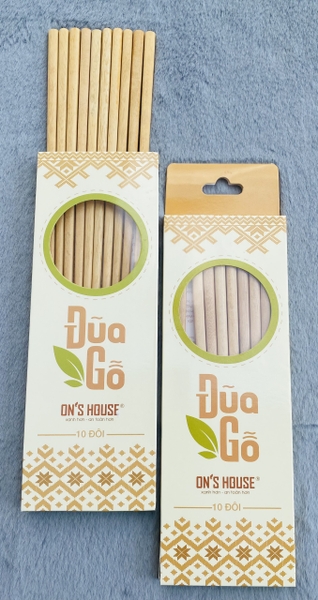 Đồ gỗ xuất khẩu On's, combo 3 món: 10 đôi đũa+1 muỗng canh+1 muỗng xới cơm