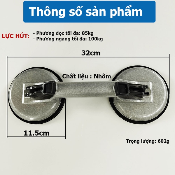 Hít kính 2 chấu nhôm dùng thi công kính gạch men