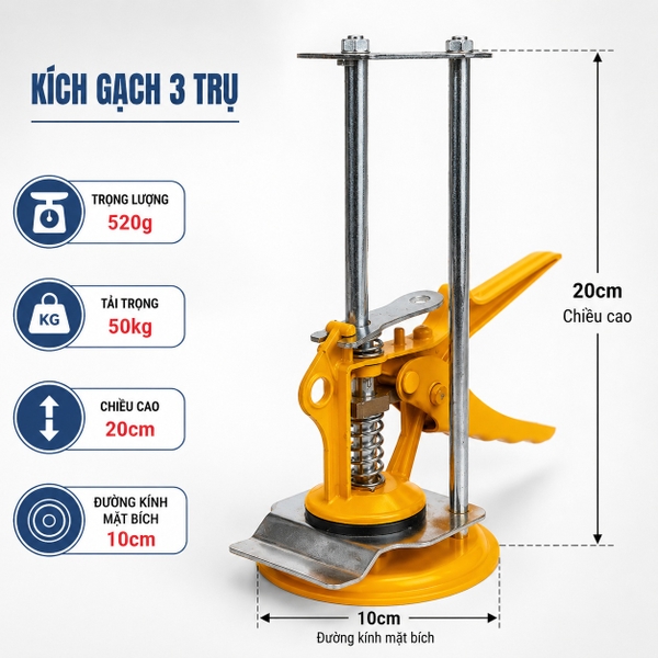 Thông số sản phẩm Kích nâng gạch 3 trụ