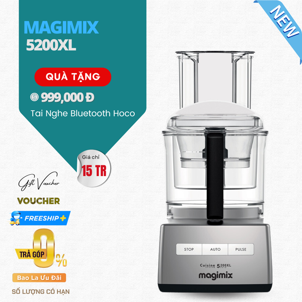 Máy Xay Cắt Sinh Tố Kiêm Trộn Bột Đánh Trứng, Ép Trái Cây, Nghiền Nhỏ MAGIMIX 5200XL Đa Chức Năng Cao Cấp, Sản Xuất Tại Pháp, Dung Tích 3700ML, Công Suất 1100W - Hàng Nhập Khẩu Đức