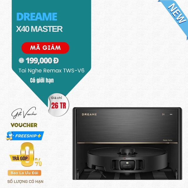 Robot Hút Bụi Lau Nhà Dreame X40 Master Lực Hút 12.000 Pa - Bản Quốc Tế