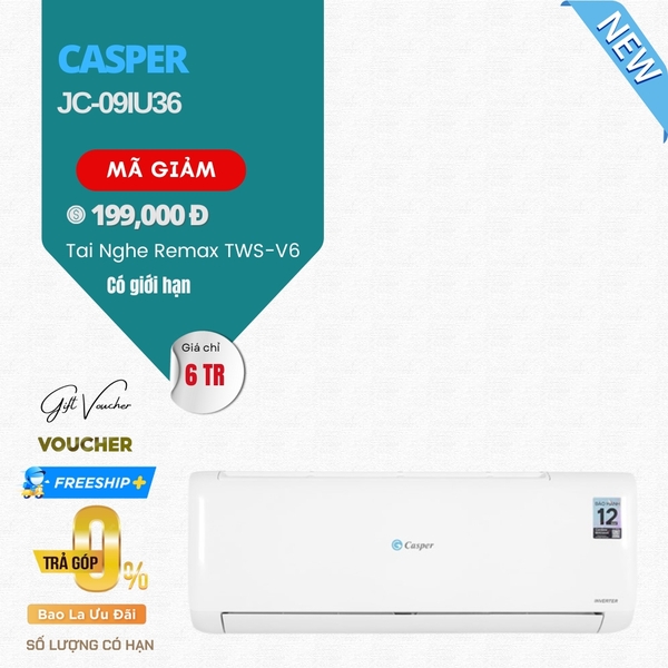 Điều Hòa Casper JC-09IU36 Inverter, 1 Chiều 12000 BTU - Chính Hãng