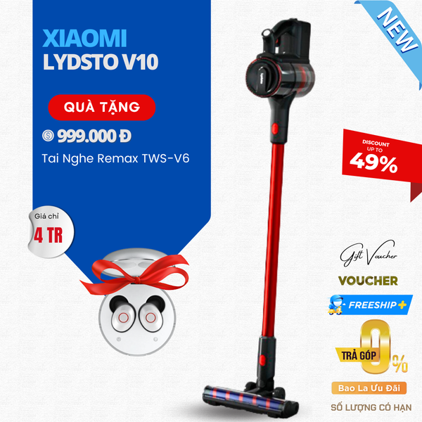 Máy Hút Bụi Cầm Tay Xiaomi Lysto V10 Lực Hút 25.000 Pa Công Suất 350 W - Hàng Chính Hãng
