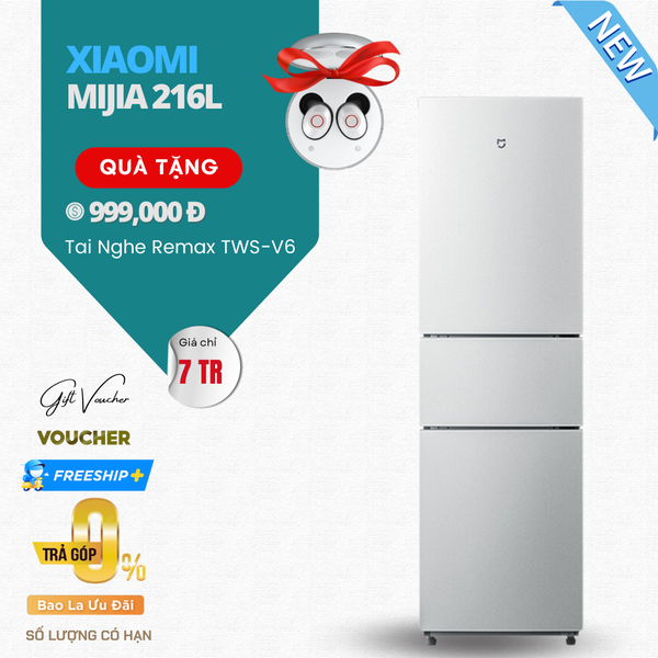 Tủ Lạnh Xiaomi Mijia 216L BCD-216WMD 3 Cánh, Ngăn Đông Mềm