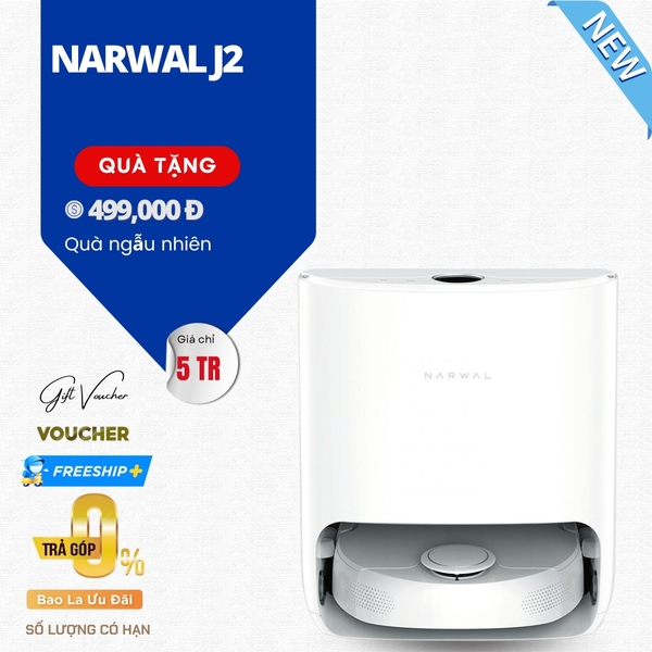 Robot Hút Bụi Lau Nhà Narwal J2 Tự Giặt Giẻ Lau - Kết Nối App