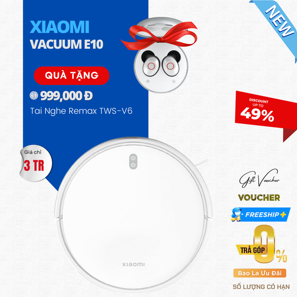 Robot Hút Bụi Lau Nhà Xiaomi Vacuum Mop E10 - Bản Quốc Tế Camera Thông Minh Lực Hút 4000 Pa Công Suất 46 W - Hàng Chính Hãng