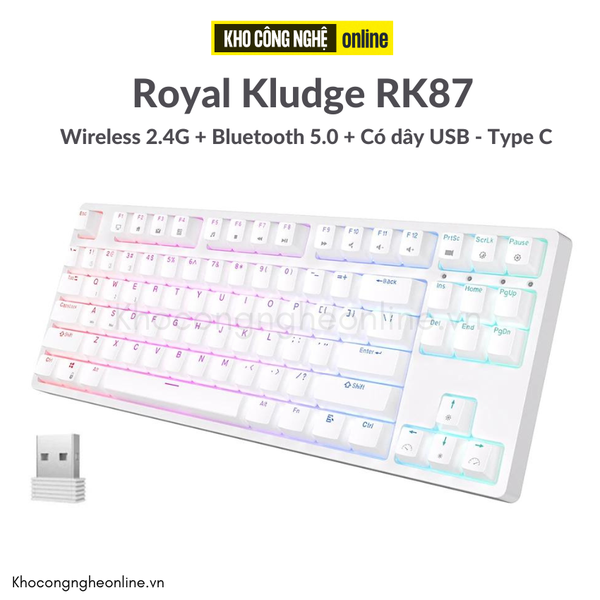 Royal Kludge RK87 - bàn phím cơ không dây kết nối 3 chế độ