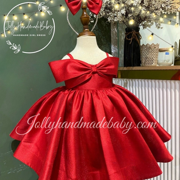 Pleated Christmas Baby Girl Dress