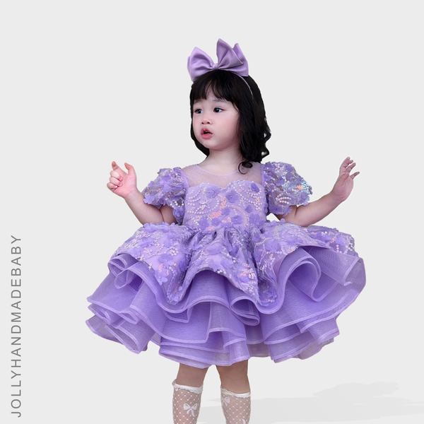 tiered-short-sleeve-tulle-midi-dress-with-many-detail-appliques-in-lavender-for-