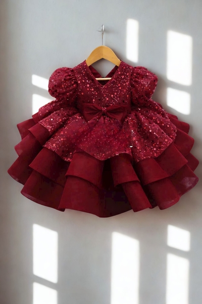 red-sequin-flower-girl-dress-handmade-tulle-gown-puffy-sleeves-vail