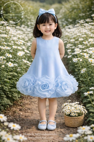 summer-blue-satin-baby-dress-flower-girl-dress-handmade-tulle-dress-first-birthd