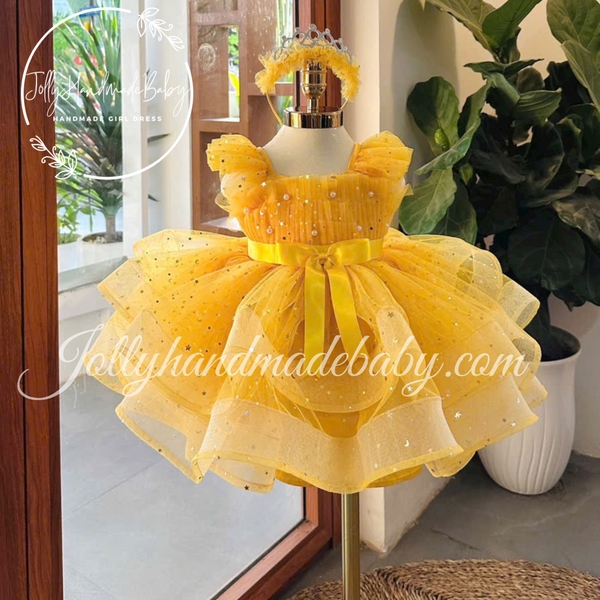 exclusive-beaded-cap-sleeve-tulle-dress-in-yellow-tiered-midi-dress-for-baby-gir