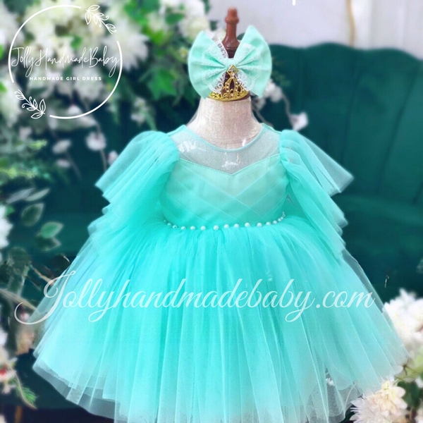 short-sleeve-mesh-neck-dress-with-cut-out-v-back-in-turquoise-tulle-midi-dress-f