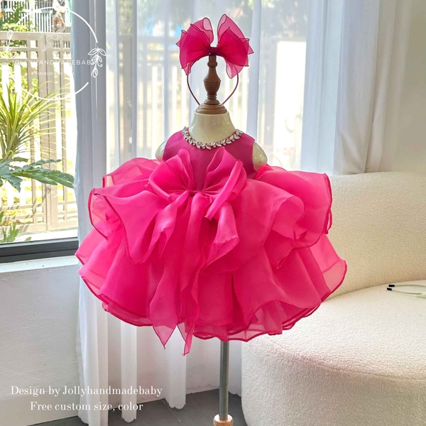 hot-pink-baby-girl-dress-flower-girl-dress-toddler-birthday-dress-organza-ruffle