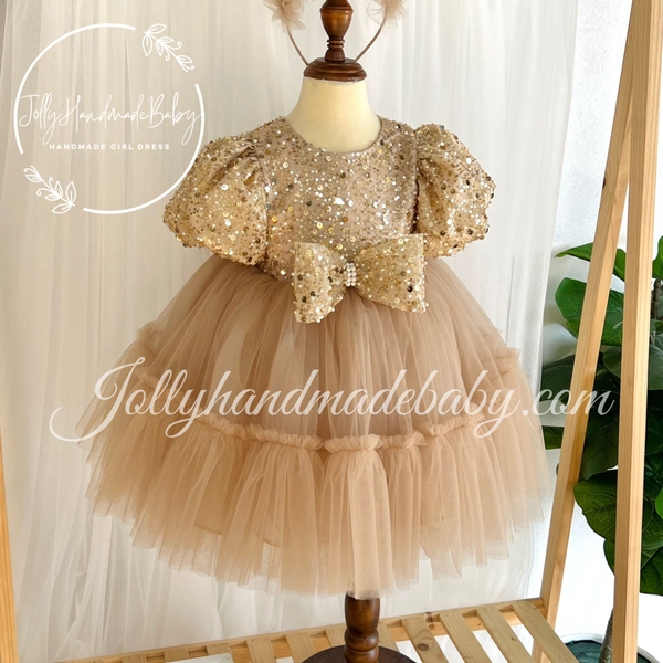 exclusive-short-sleeve-sequin-bodice-dress-in-beige-with-bow-detail-ruffle-tulle