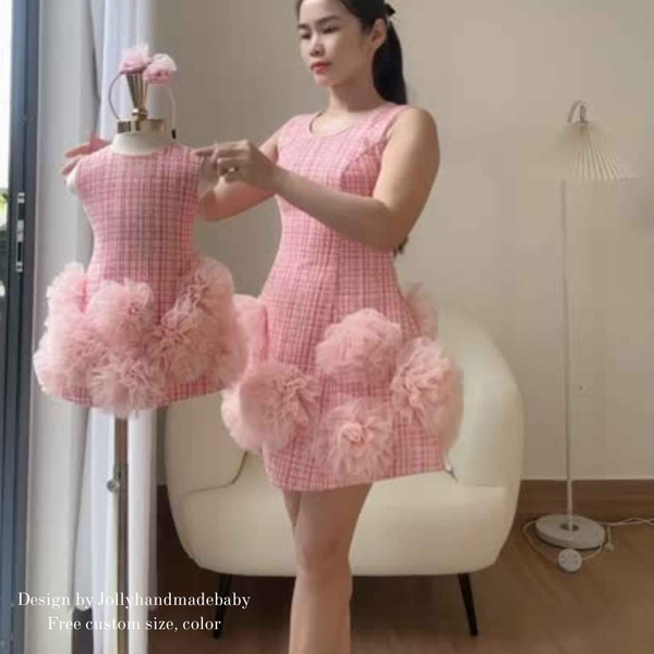 mom-and-daughter-matching-pink-dress-mommy-and-me-outfit-flower-girl-dress-handm