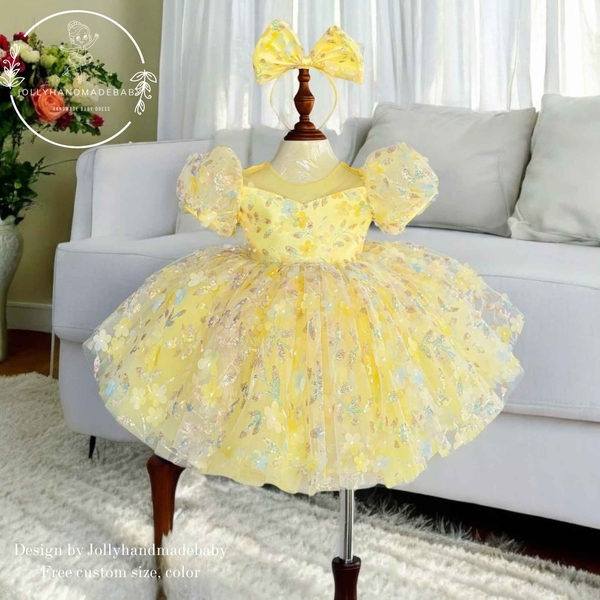 yellow-toddler-princess-dress-baby-girl-floral-tulle-dress-puff-sleeve-birthday-