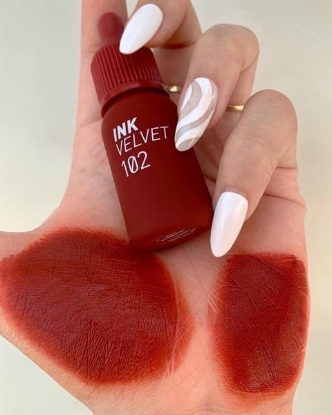 ĐỎ NÂU GẠCH-SON KEM SIÊU LÌ PERIPERA INK THE VELVET # 102 CRUSH BURGUNDY BRICK