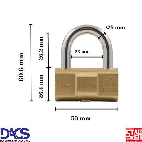 Ổ khóa càng chữ U Stanley S742-047 50mm Barrel Padlock