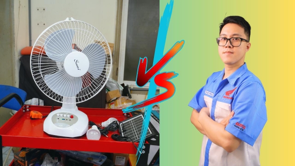 Quạt pin mặt trời solar fan +đèn