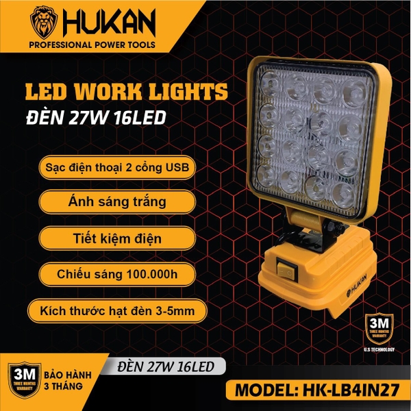 đèn sạc pin 27w16 led hukan