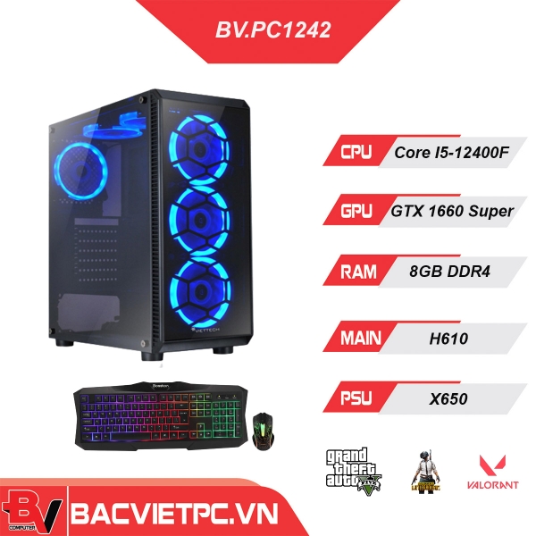 PC GAMING - ĐỒ HỌA INTEL I5-12400F | RAM 8GB | GTX 1660SUPER | SSD 240GB