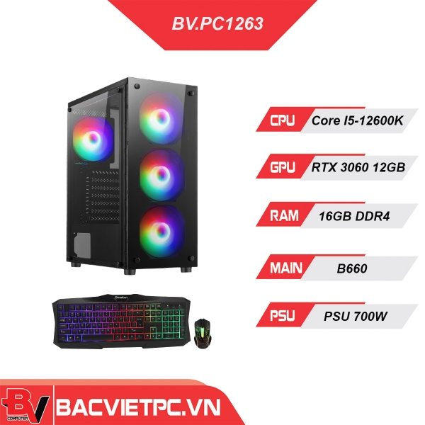 PC GAMING - ĐỒ HỌA INTEL CORE I5-12600K | RAM16GB| RTX 3060 12GB | NVME 256GB