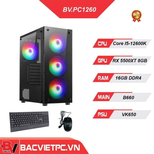 PC GAMING - ĐỒ HỌA INTEL I5-12600K | RAM 16GB | RX 5500XT 8GB | SSD 240GB