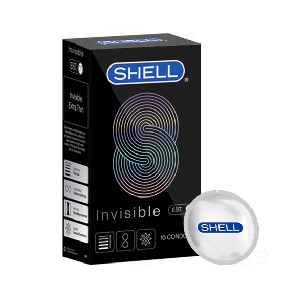 Bao cao su Shell Invisible - Siêu mỏng, chống tuột, kéo dài thời gian - Hộp 10 cái