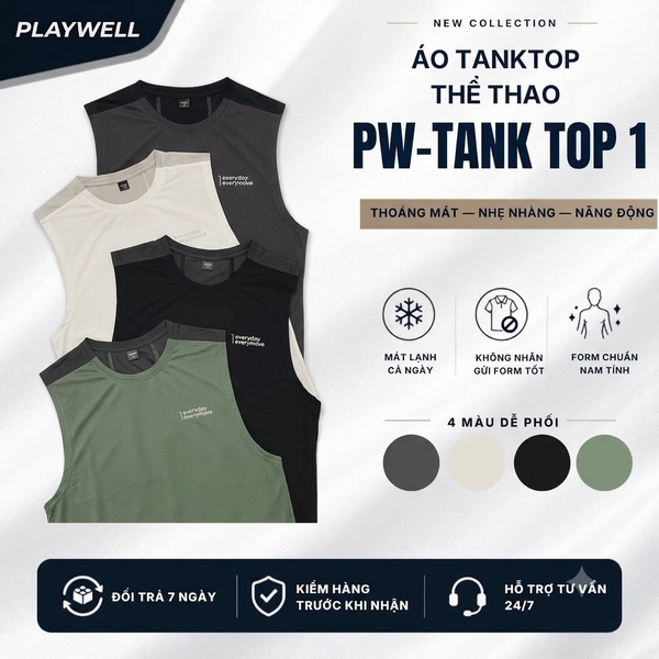 Áo Tanktop thể thao nam Essential Form Tank PW-TANK TOP 1 thoải mái, thoáng mát, co giãn, chất liệu cao cấp