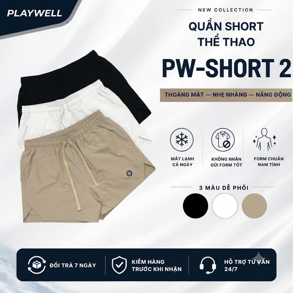 Quần Short thể thao nam Essential Urban Short PW - SHORTS 2 thoải mái vận động, tập gym, chạy bộ