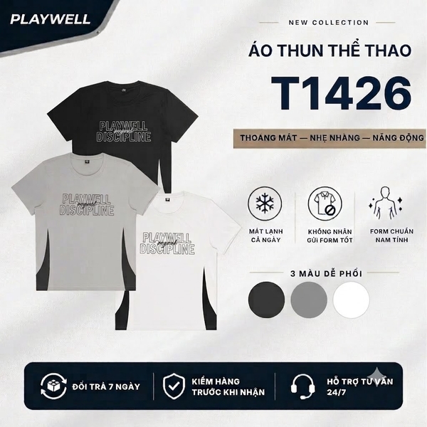 Áo thun thể thao nam Discipline PWT1426 thoáng mát, thoải mái vận động, thời trang