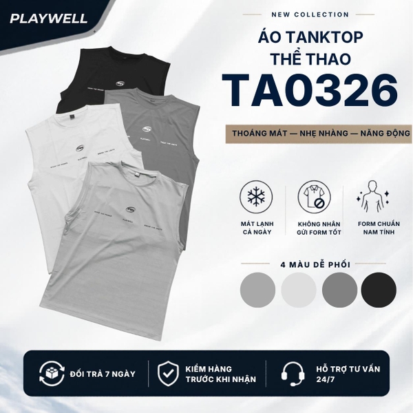 Áo Tanktop thể thao nam Infinity PWTA0326 thoải mái, thoáng mát, co giãn, chất liệu cao cấp