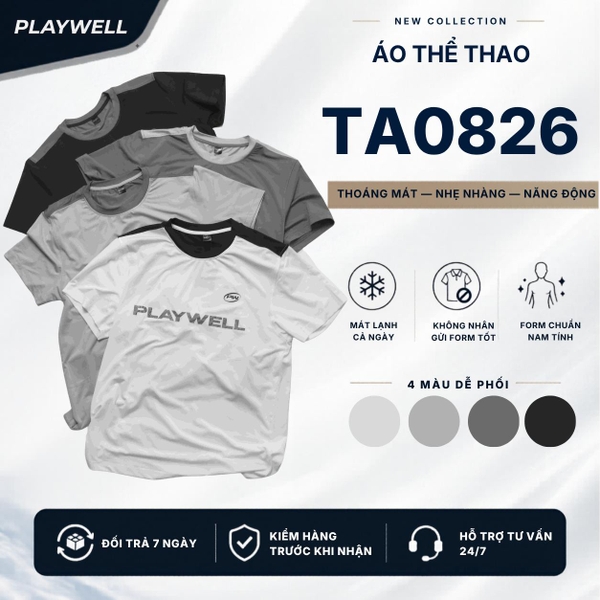 Áo thun thể thao nam Modernist PWT0826 thấm hút tốt, thoáng khí, thoải mái vận động, thời trang