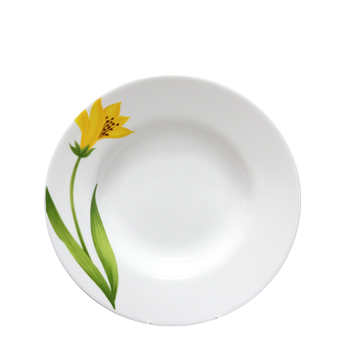 Đĩa Soup Thủy Tinh 22.5cm Họa Tiết Hoa Huệ Tây